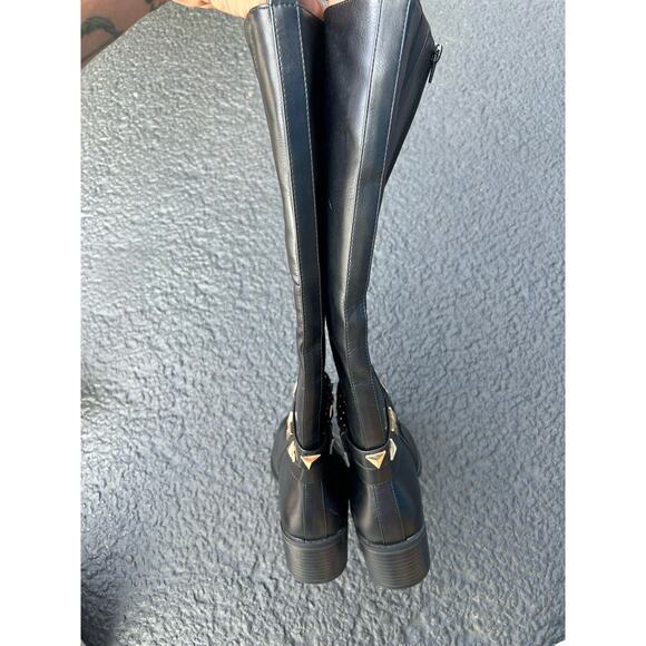 Women’s size 9 JustFab Remy Studded Riding Boot In Black and Gold - Picture 5 of 6